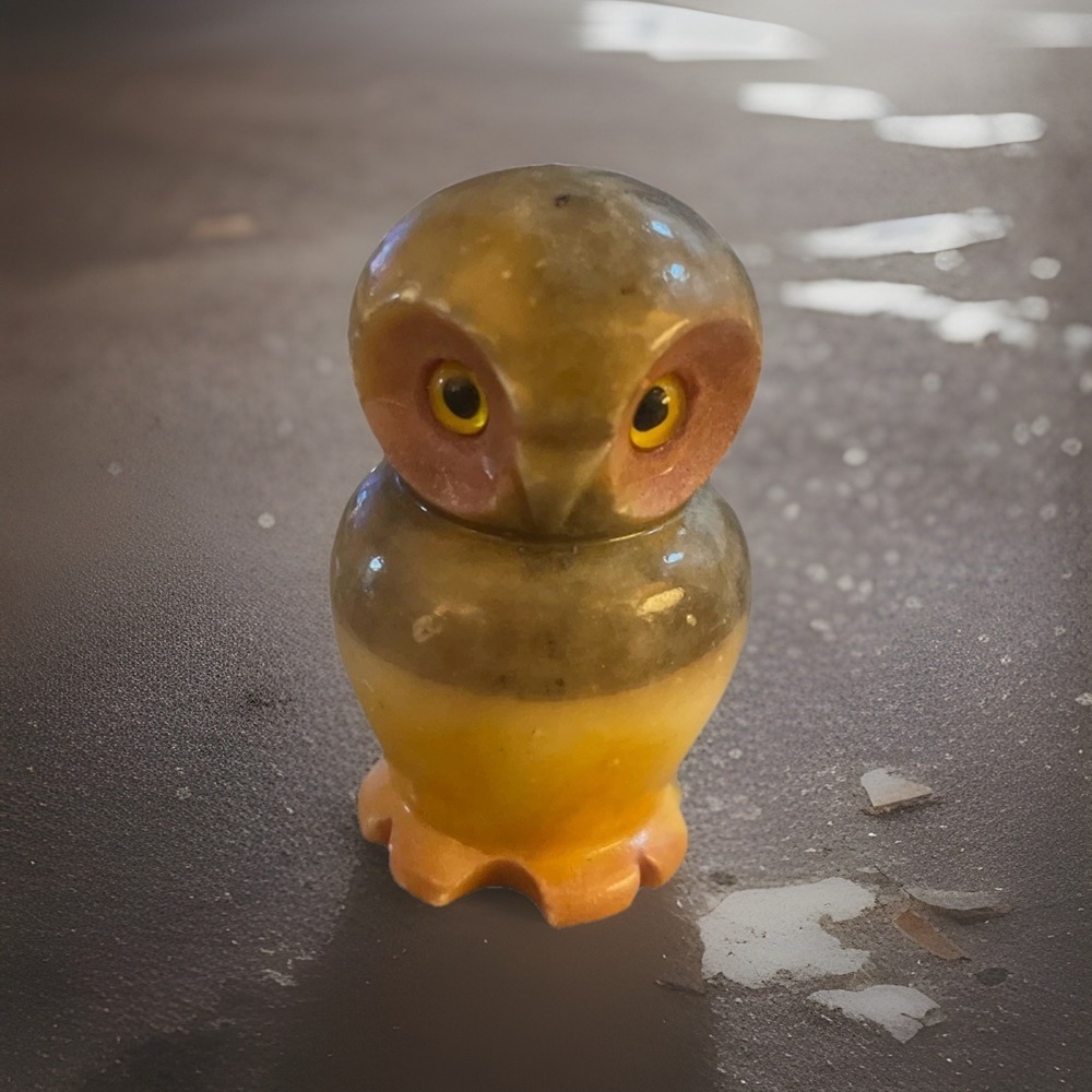 Vintage Genuine Alabaster Handmadeβ Figurine Owl Made In Italy
